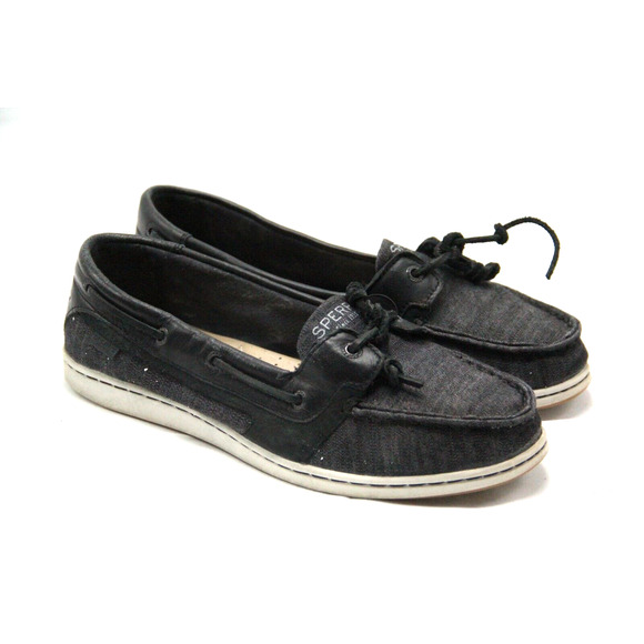 SPERRY Shoes Size 8 Black Canvas Starfish Boat Walking STS87333 - Picture 1 of 7